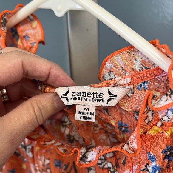 Nanette Lepore Orange Floral Blouse - Picture 4 of 6